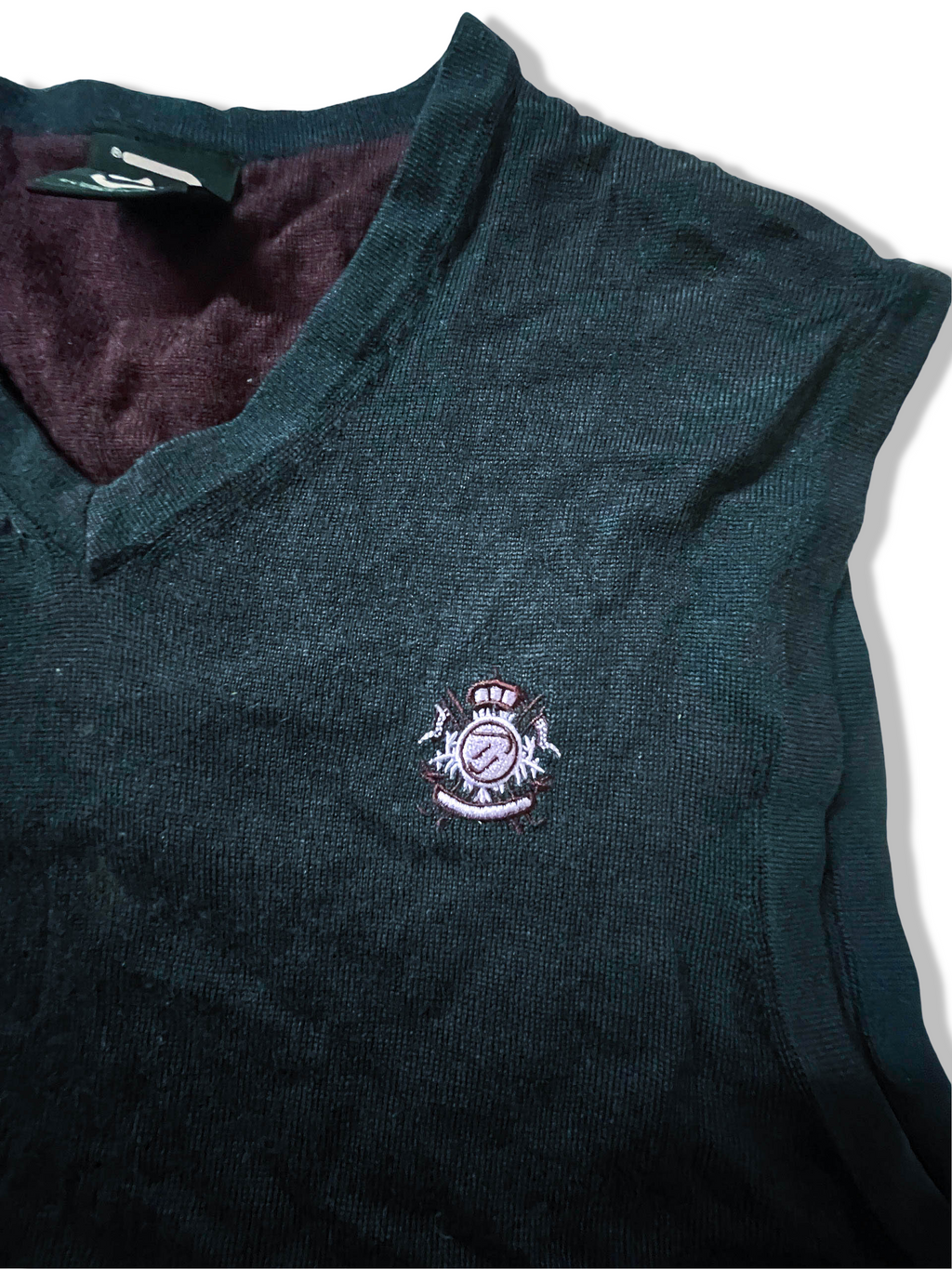 Vintage TJ made in china blue V-neck sleeveless sweater in M|L27 W18|SKU 3967