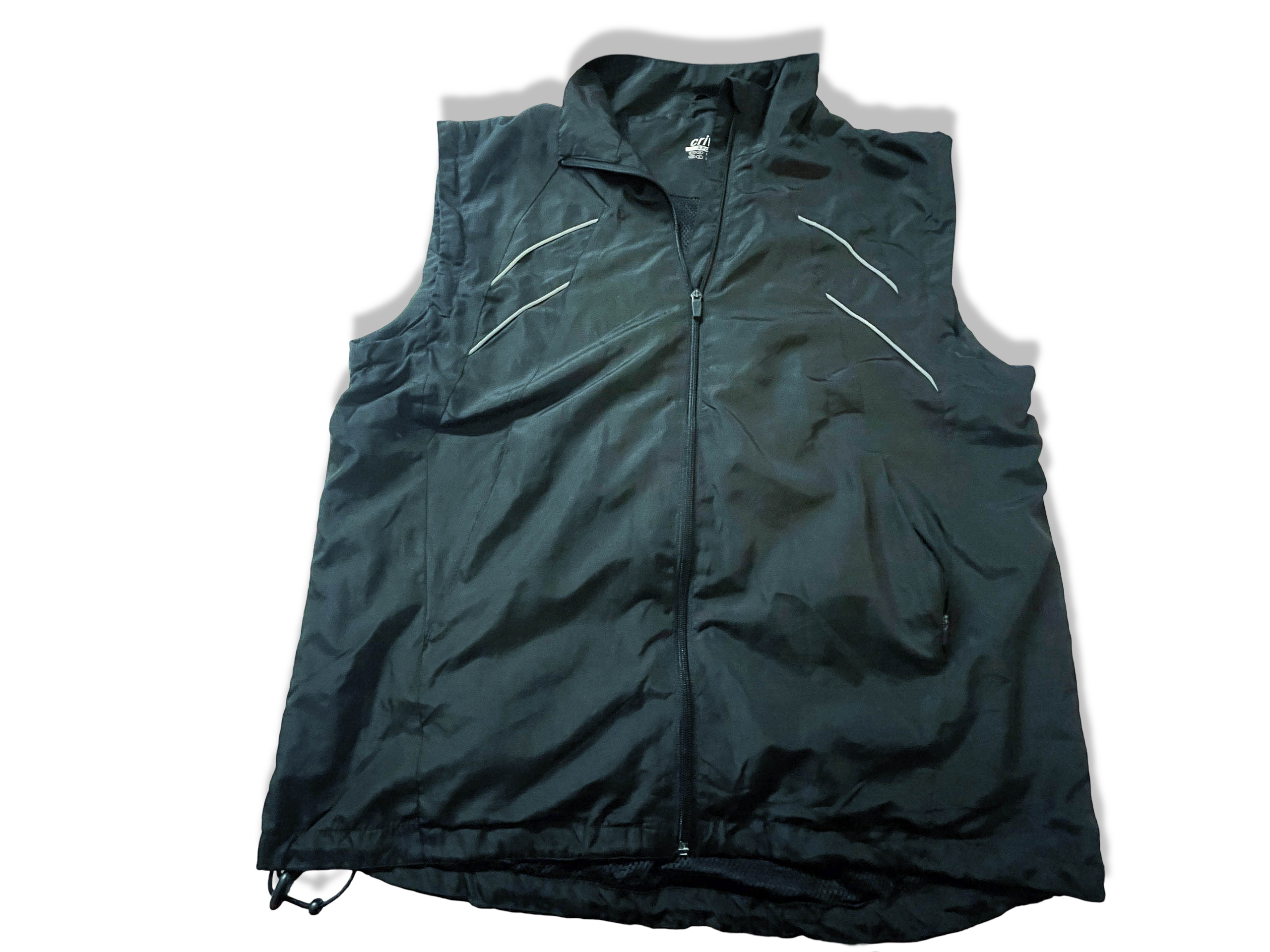 Vintage Men's Crivit sport black full zip sleeveless jacket in L|L30 W23| SKU 3968