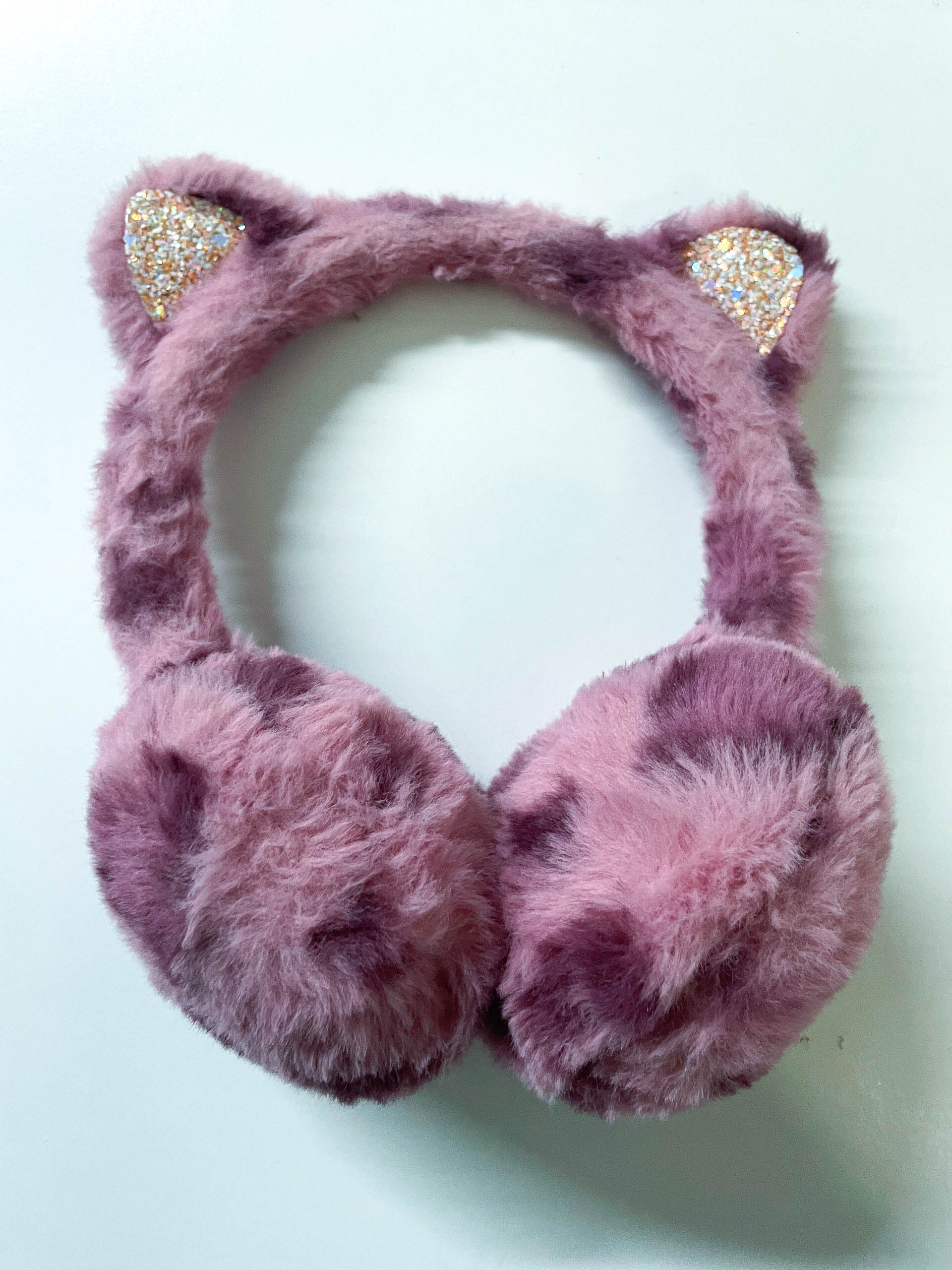 Vintage Glittery cat Faux fur pink women's ear muff| One size | SKU 3969