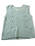 Vintage Cream women's cable knitted crew neck sleeveless sweater UK 14/16L22W17|SKU 3970