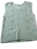 Vintage Cream women's cable knitted crew neck sleeveless sweater UK 14/16L22W17|SKU 3970