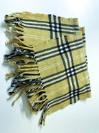 Vintage yellow narrow checkered cashmere scarf| L64 W11| SKU 3963| One size