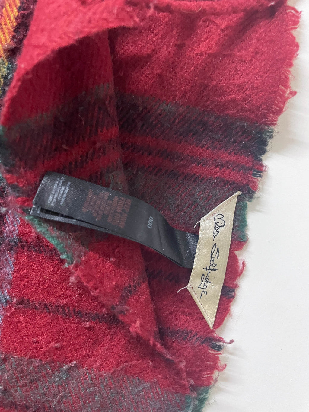 Vintage Miss Selfridge red checkered wool scarf| L70 W 23| SKU 3974