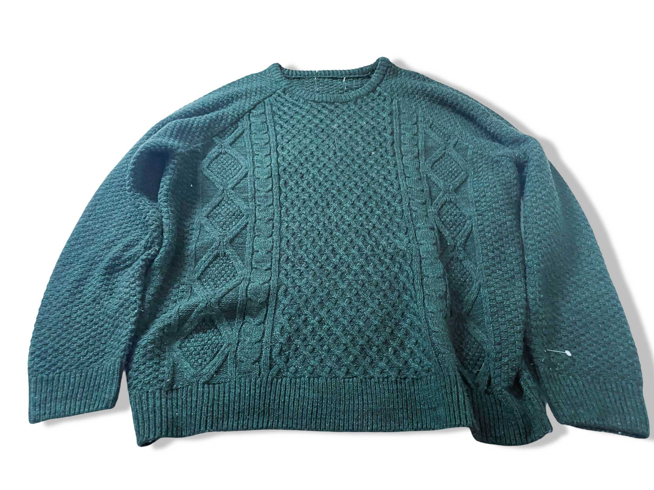 Vintage Green crew neck wool knitted sweater in XXL| L29 W25| SKU 3976