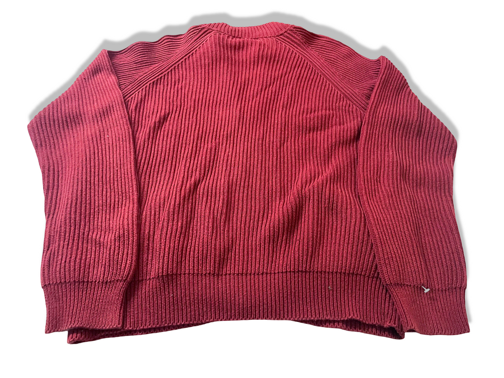 Vintage Red women's Ralph Lauren full zip knitted mock neck cardigan in M|L27W23|SKU 3980