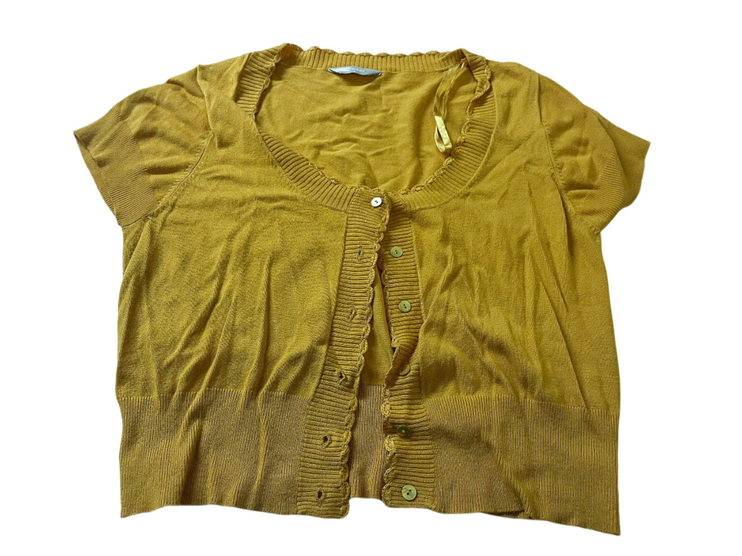 Women's  Y2k A wear mustard yellow button up cropped top in L| L20 W 18| SKU 3981
