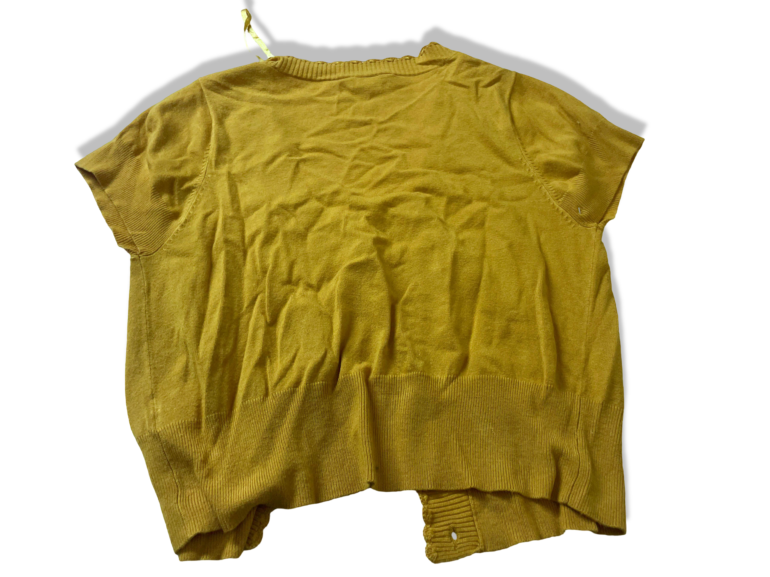 Women's  Y2k A wear mustard yellow button up cropped top in L| L20 W 18| SKU 3981