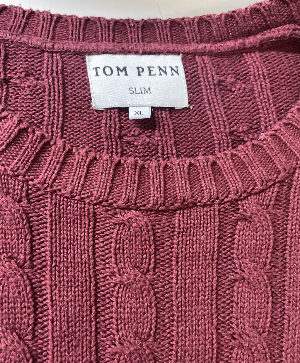 Vintage Tom Penn Wine cable knitted crew neck slim fit sweater in XL| L30 W23| SKU 3984