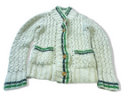 Vintage Women's cream merino wool knitted mock neck button up cardigan size 8|L27W21|SKU 3985