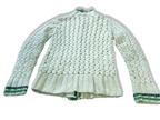 Vintage Women's cream merino wool knitted mock neck button up cardigan size 8|L27W21|SKU 3985