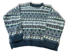 Vintage Multi stripe geometric pattern knitted crew neck sweater in S/M|L25 W24| SKU 3989