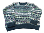Vintage Multi stripe geometric pattern knitted crew neck sweater in S/M|L25 W24| SKU 3989
