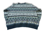 Vintage Multi-Stripe Geometric Pattern Knitted Crew Neck Sweater|L 25 W24| SKU 3989