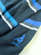 Vintage Men's 90's Aeropostale blue multi stripe sweatshirt in L|L28 W21|SKU 3991