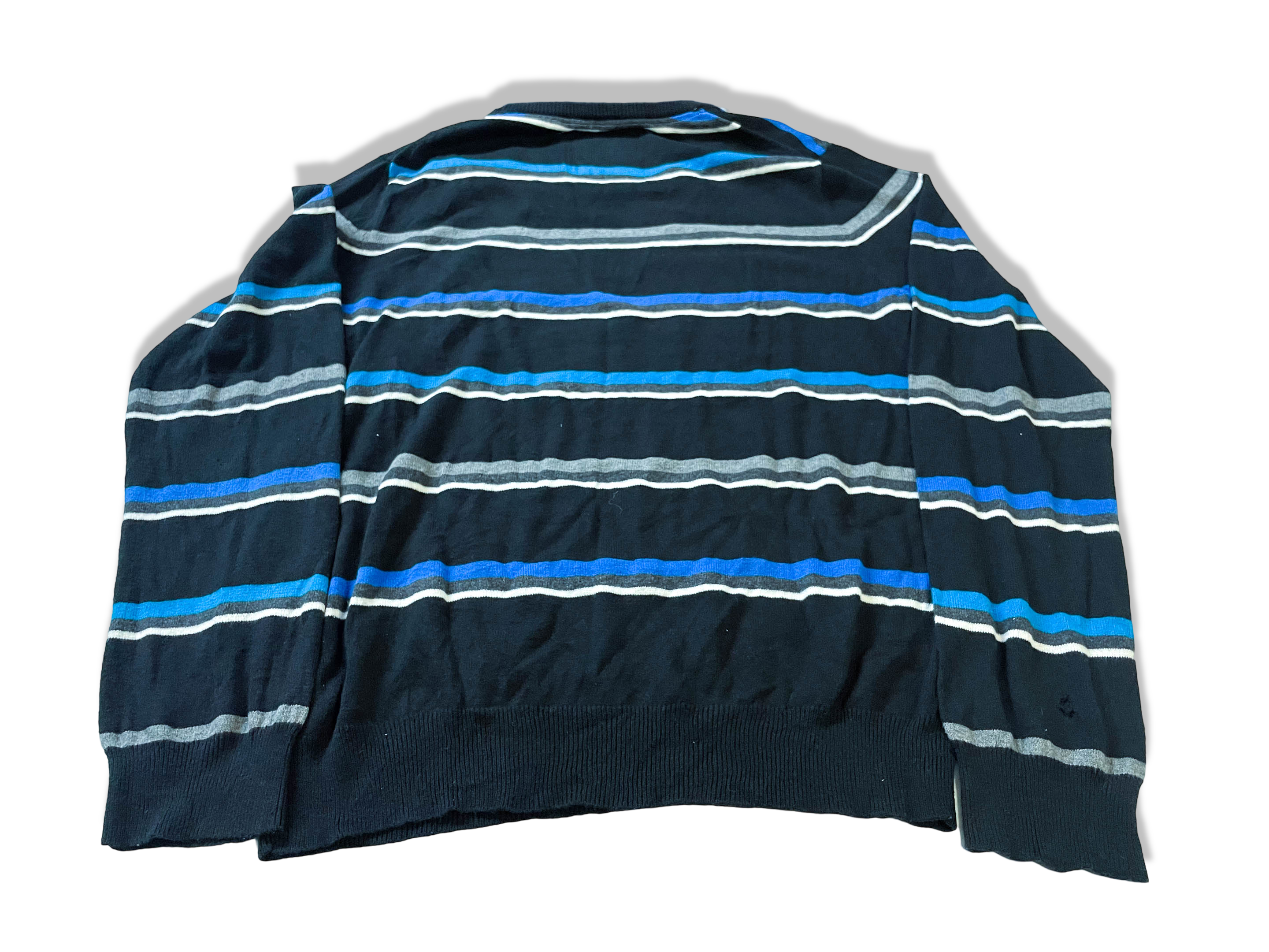 Vintage Men's 90's Aeropostale blue multi stripe sweatshirt in L|L28 W21|SKU 3991