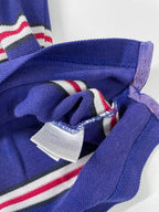 Vintage Men's Reebok Athletics Dept. Blue stripe polo shirt in M|L28 W20|SKU 4140