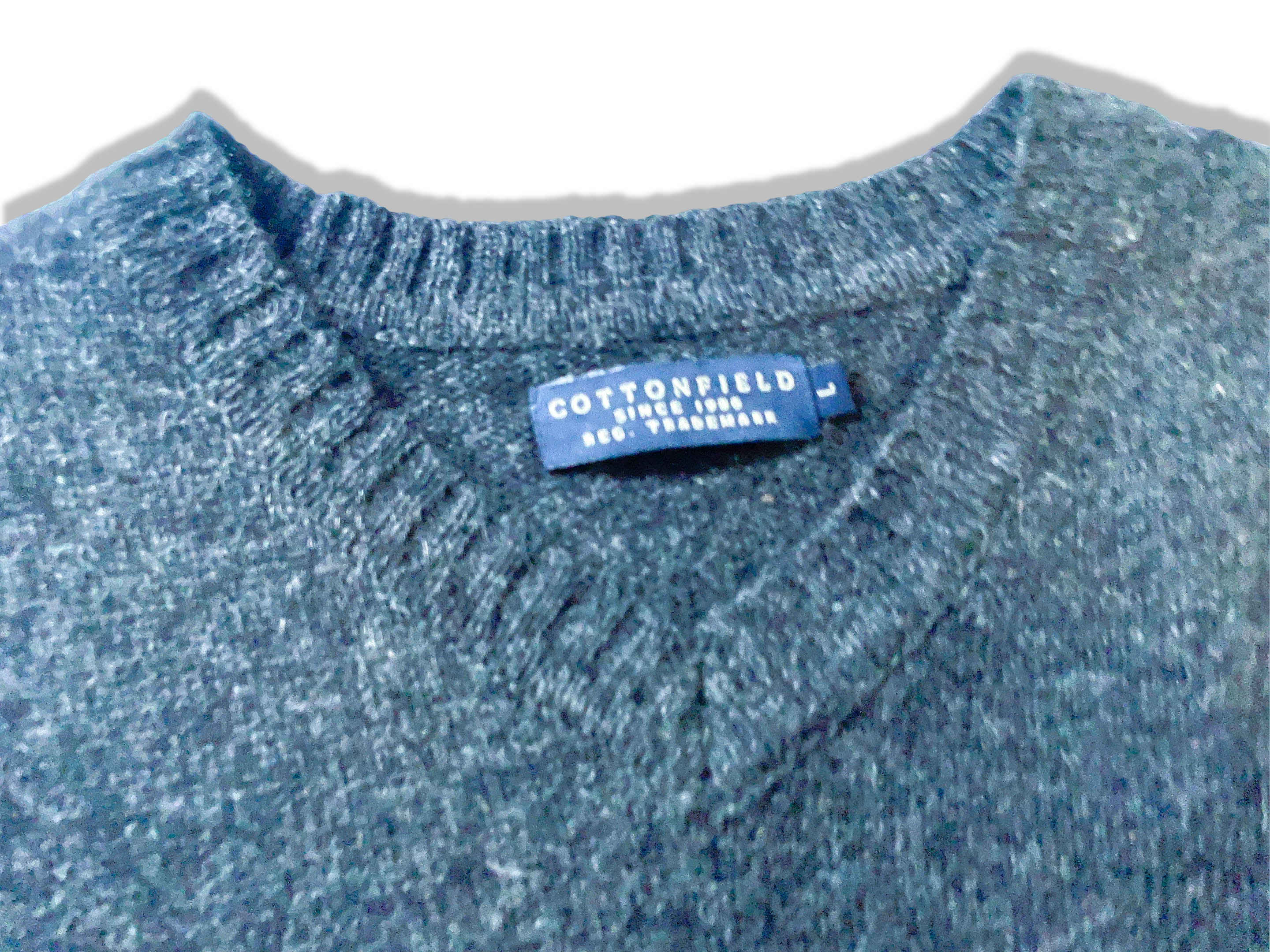 Vintage Men's Cottonfield wool knitted grey V-neck sleeveless sweater in L|L27 W22| SKU 3993