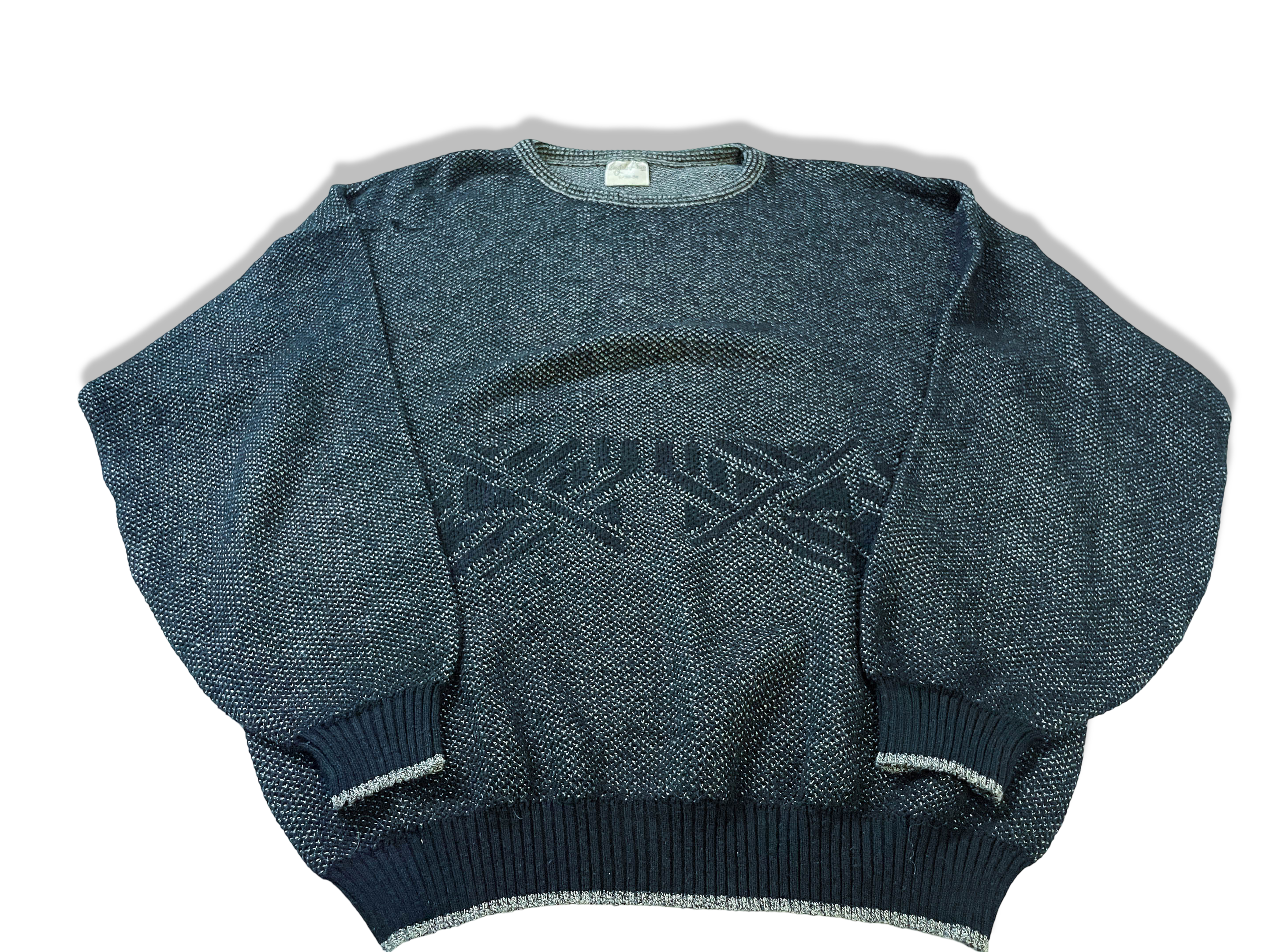 Vintage Angelo Li fico Navy blue cable knitted sweatshirt in L|L 27 W23|SKU 3994