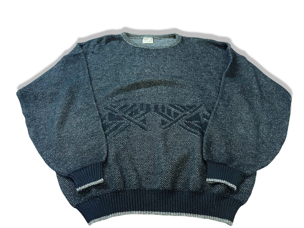 Vintage Angelo Li fico Navy blue cable knitted sweatshirt in L|L 27 W23|SKU 3994