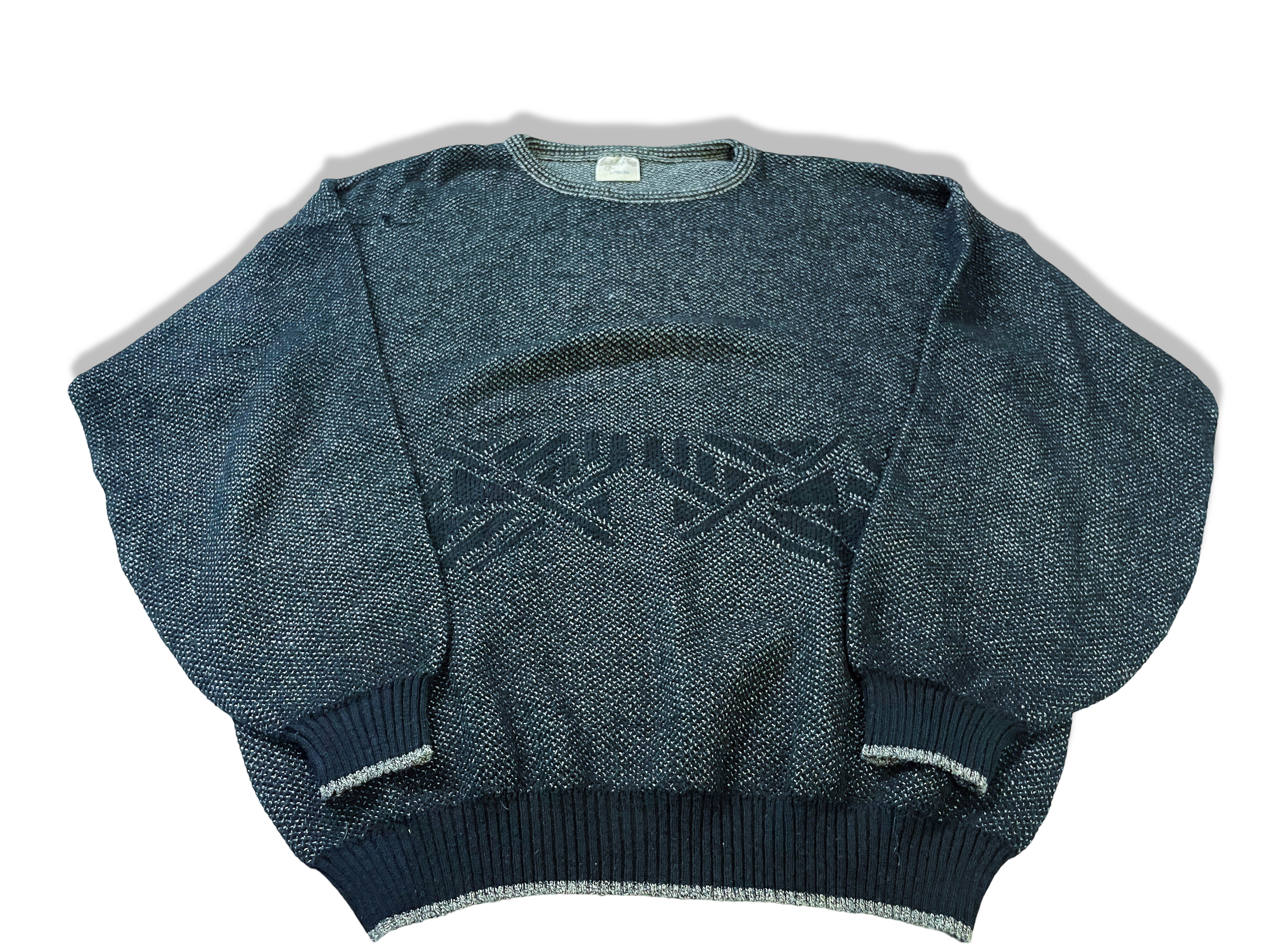 Vintage Angelo Li fico Navy blue cable knitted sweatshirt in L|L 27 W23|SKU 3994