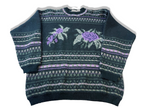 Vintage Yorn Navy blue women's floral geometric pattern knitted sweater in M|L26 W20| SKU 3995