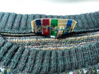 Vintage Sands made in Italy green geometric print knitted sweater in L|L27 W22|SKU 3996