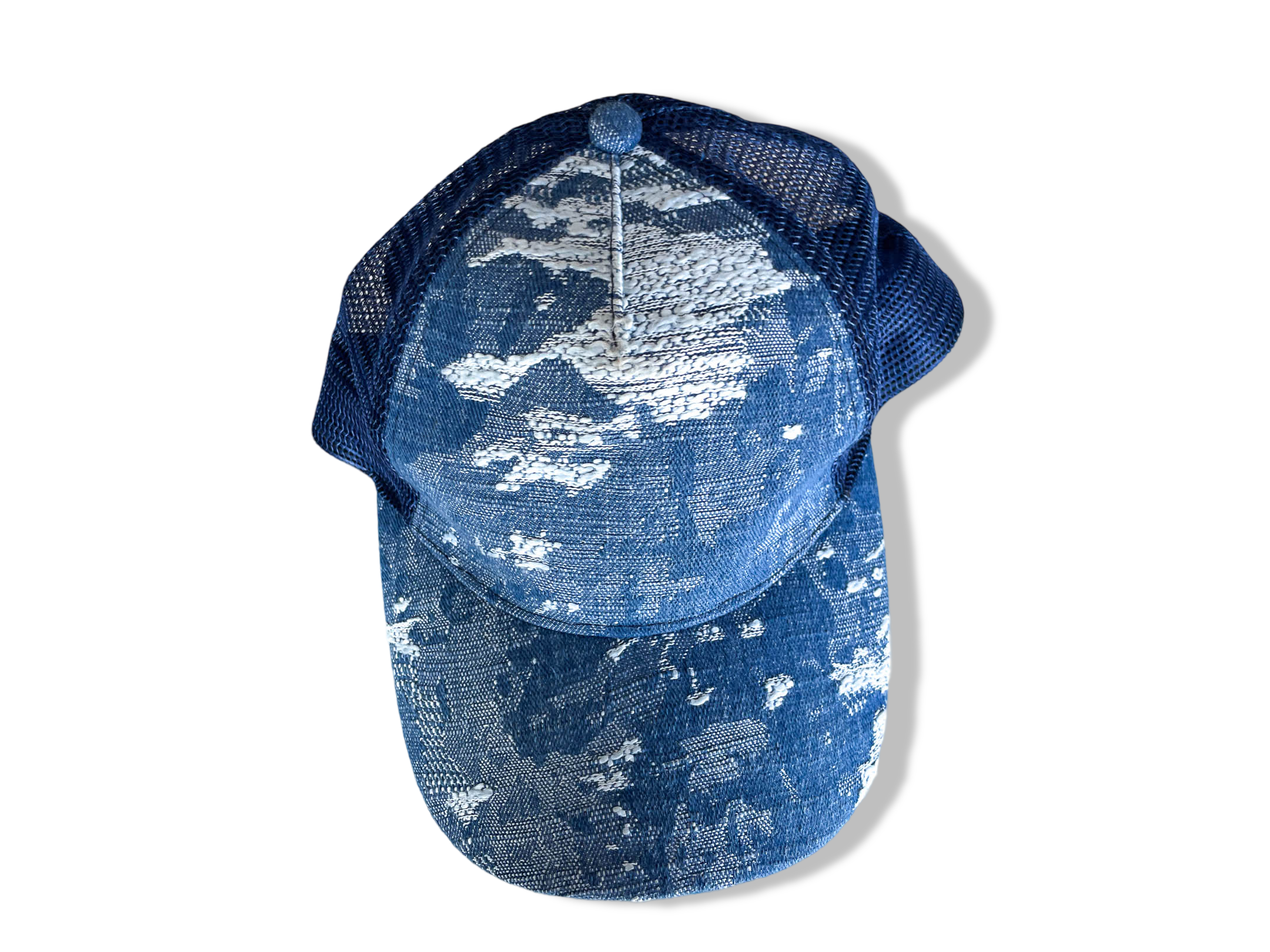 Vintage blue denim camo trucker cap |SKU 4345