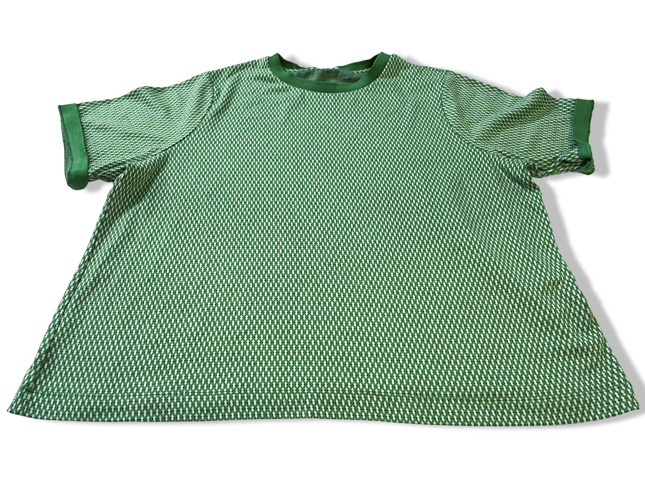 Vintage 90's green stripped short sleeve tees in XL|L25 W23| SKU 4000