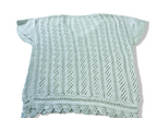 Vintage women's white crochet short sleeve V-neck top in L/XL|L27 W21| SKU 4002