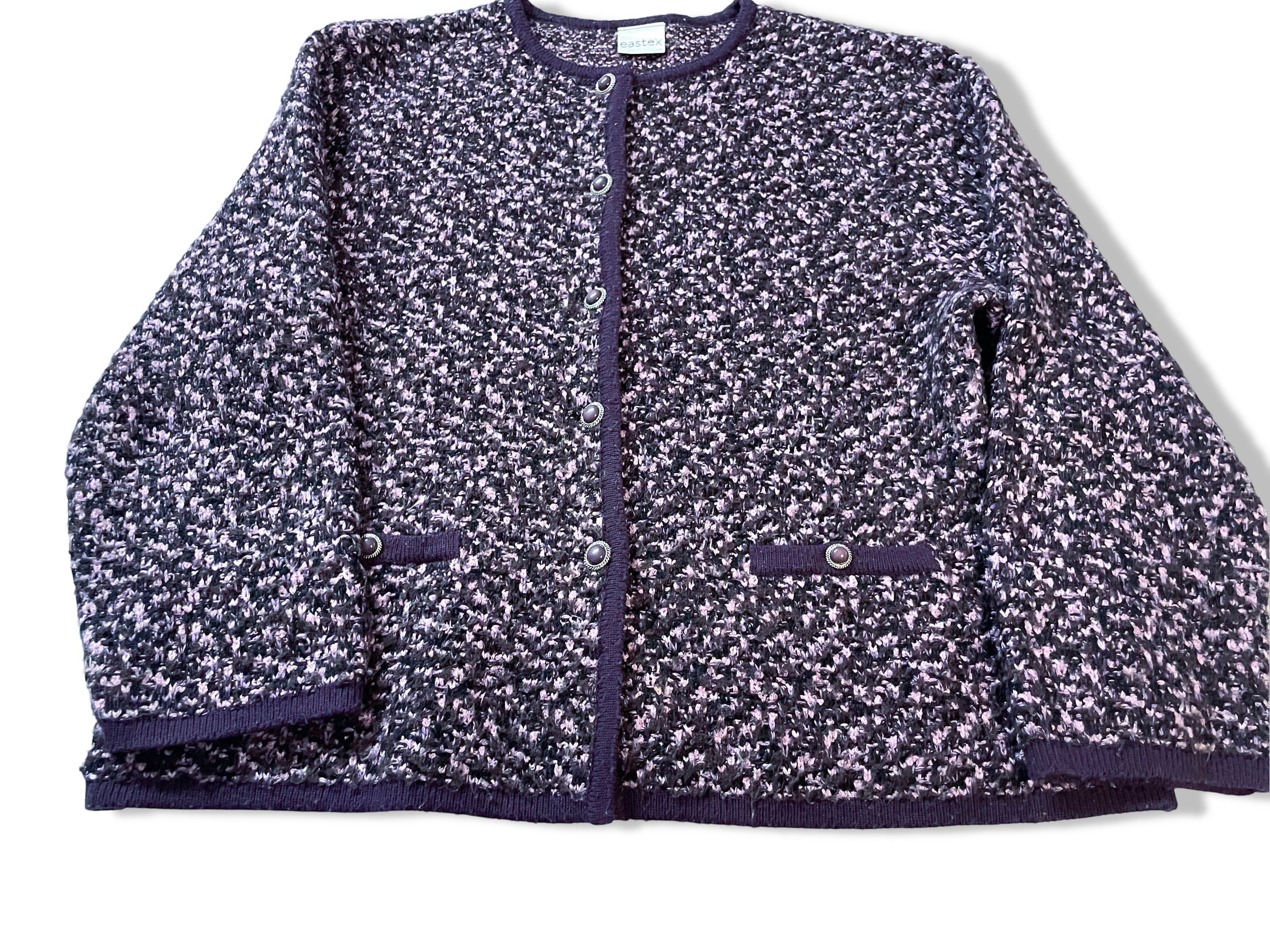 Vintage Eastex women's purple floral quilted jacket size 16|L 25 W20| SKU 4003