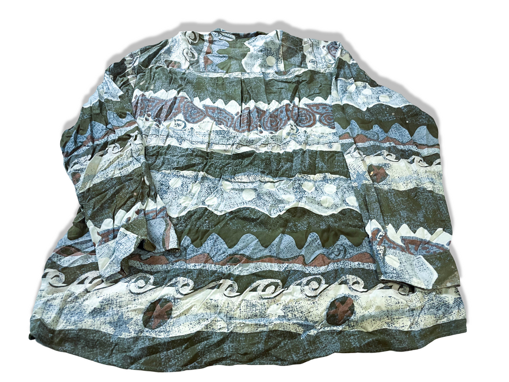 Vintage men's Aztec geometric print multi long sleeve shirt in XL|L32 W25|SKU 4004