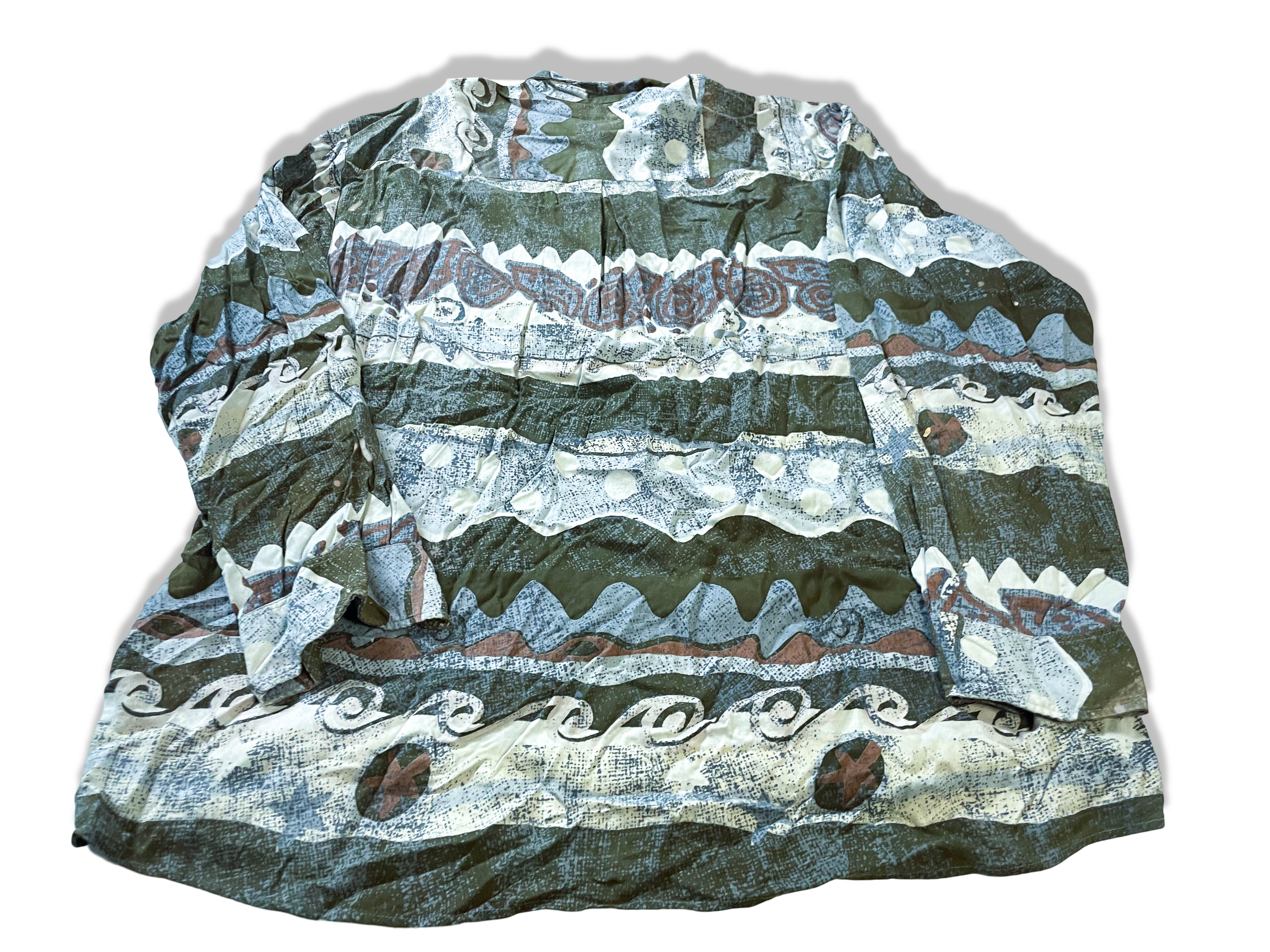 Vintage men's Aztec geometric print multi long sleeve shirt in XL|L32 W25|SKU 4004