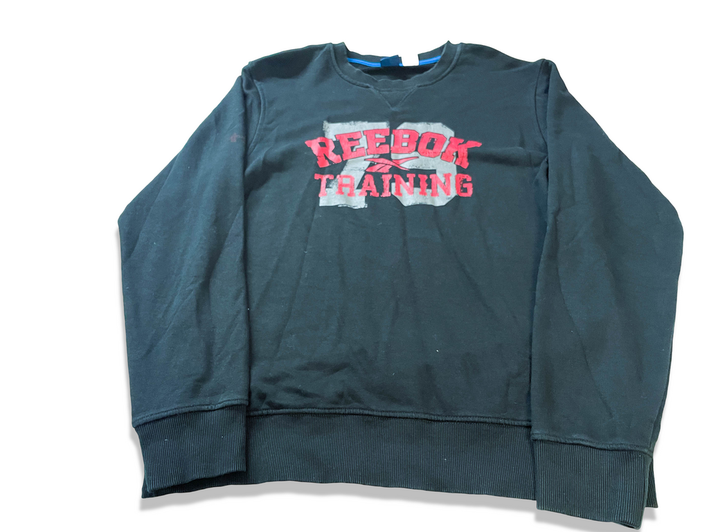 Vintage Men's Reebok training graphics black sweatshirt in L|L 28 W21| SKU 4007