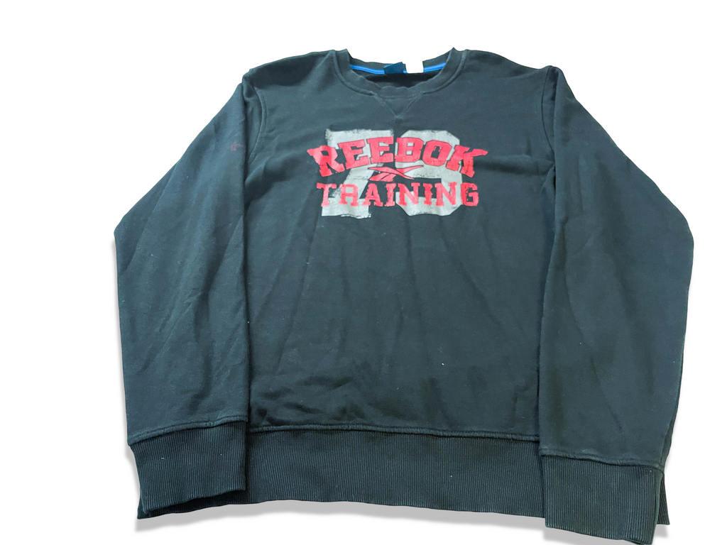 Vintage Men's Reebok training graphics black sweatshirt in L|L 28 W21| SKU 4007