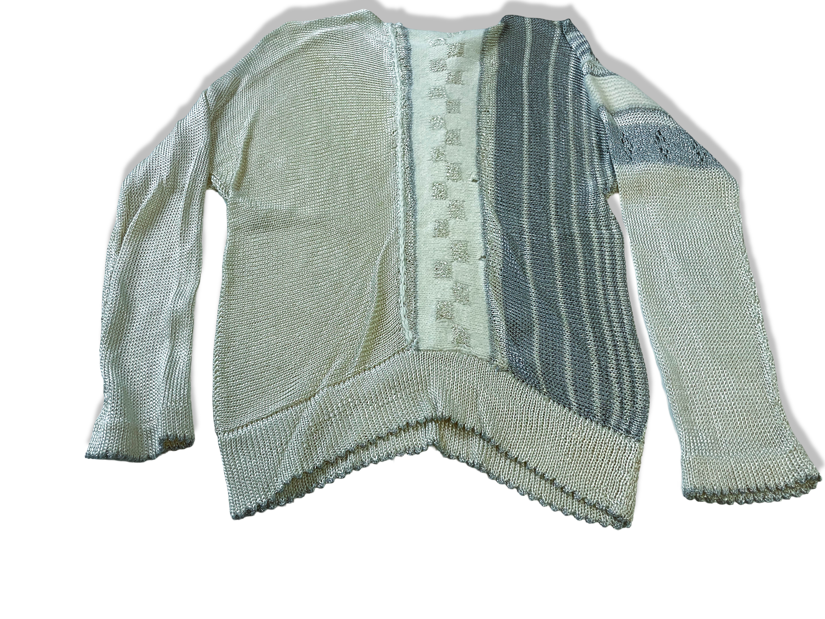 Vintage 90's women's cream geometric sweater in S/XS|L24 W15|SKU 4011