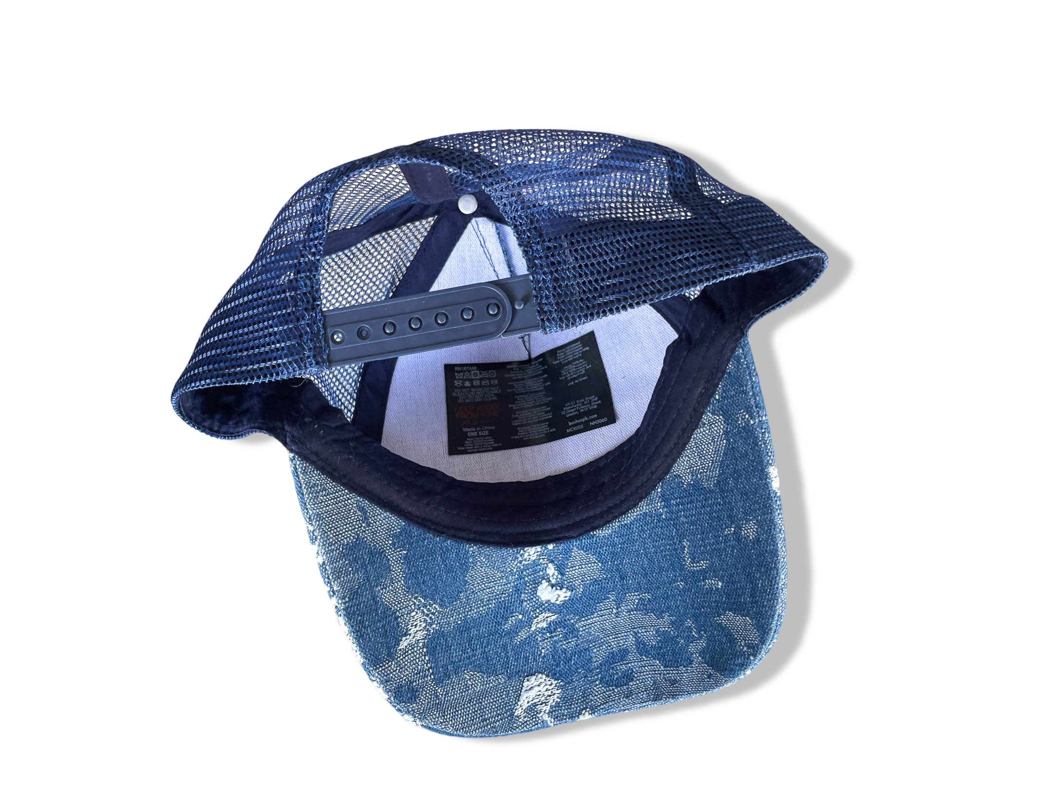 Vintage blue denim camo trucker cap |SKU 4345