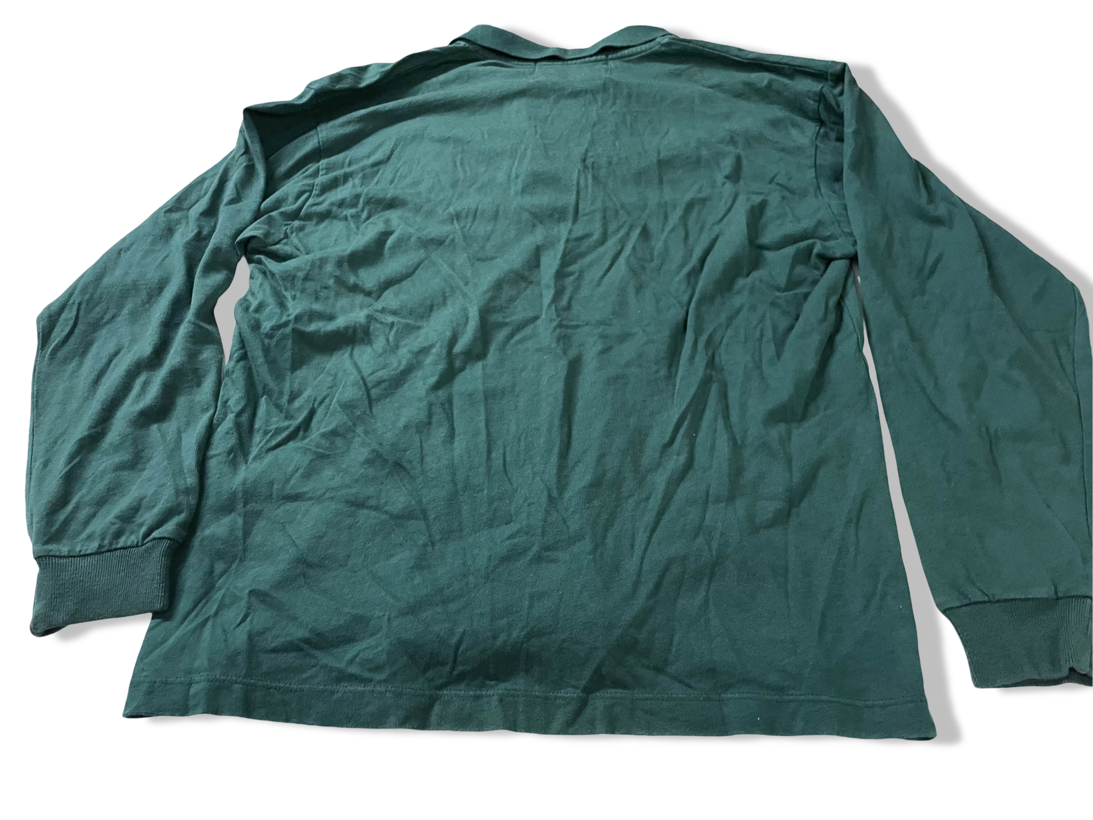 Vintage Men's Equipos long sleeve green polo shirt in S/M|L 27 W21|SKU 4142