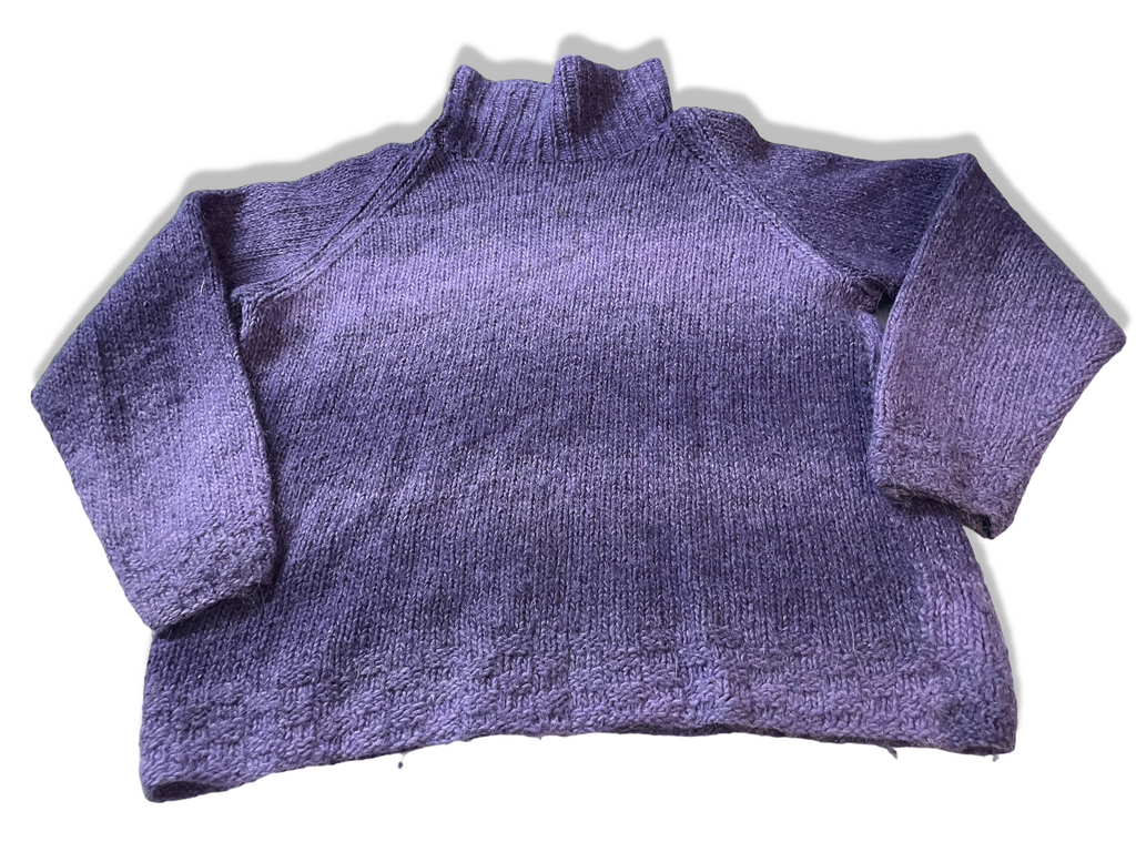 Vintage women's purple knitted high neck jumper in S|L 21 W 21| SKU 4017