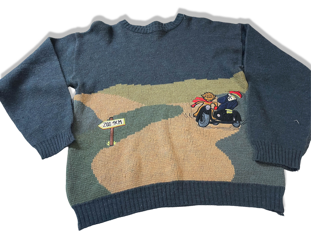 Vintage grey 90's cartoon graphics crew neck sweater in M|L 26 W20| SKU 4021