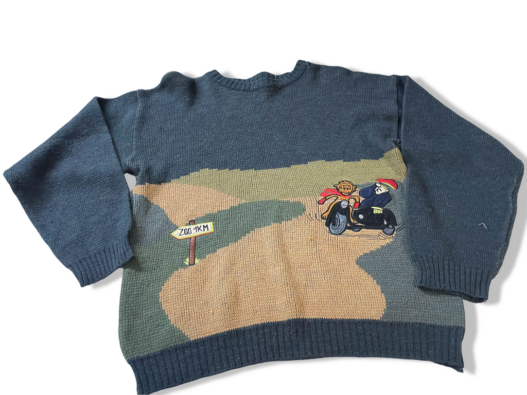 Vintage grey 90's cartoon graphics crew neck sweater in M|L 26 W20| SKU 4021