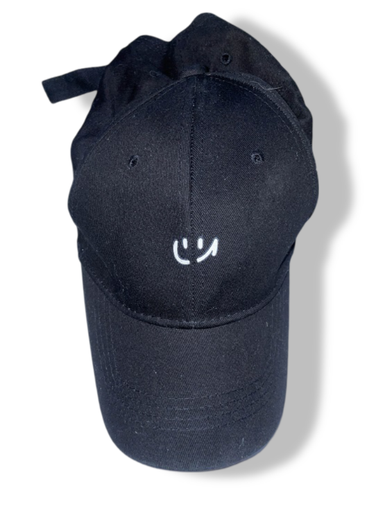 Vintage black smiley face baseball cap|SKU 4881