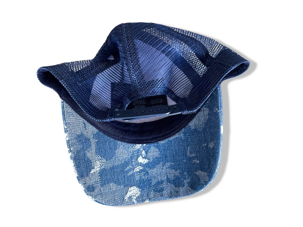 Vintage blue denim camo trucker cap |SKU 4345