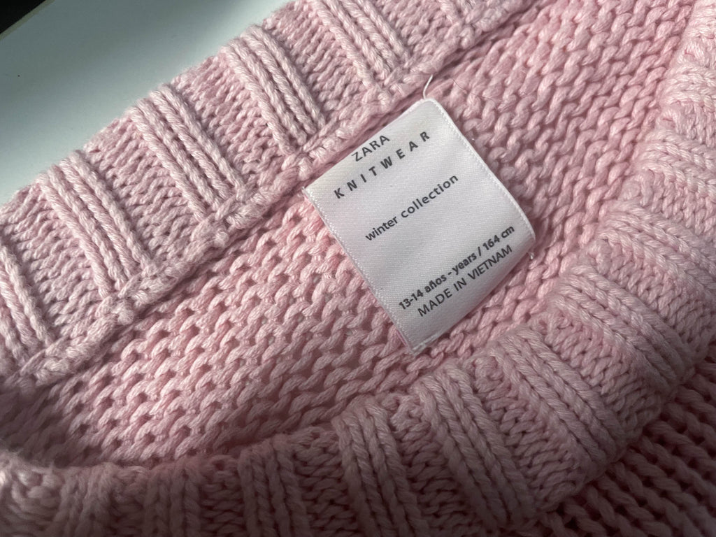 Vintage Girl zara knitwear pink winter sweater 13-14 years|L 27 W19|Made in Vietnam|SKU 4023