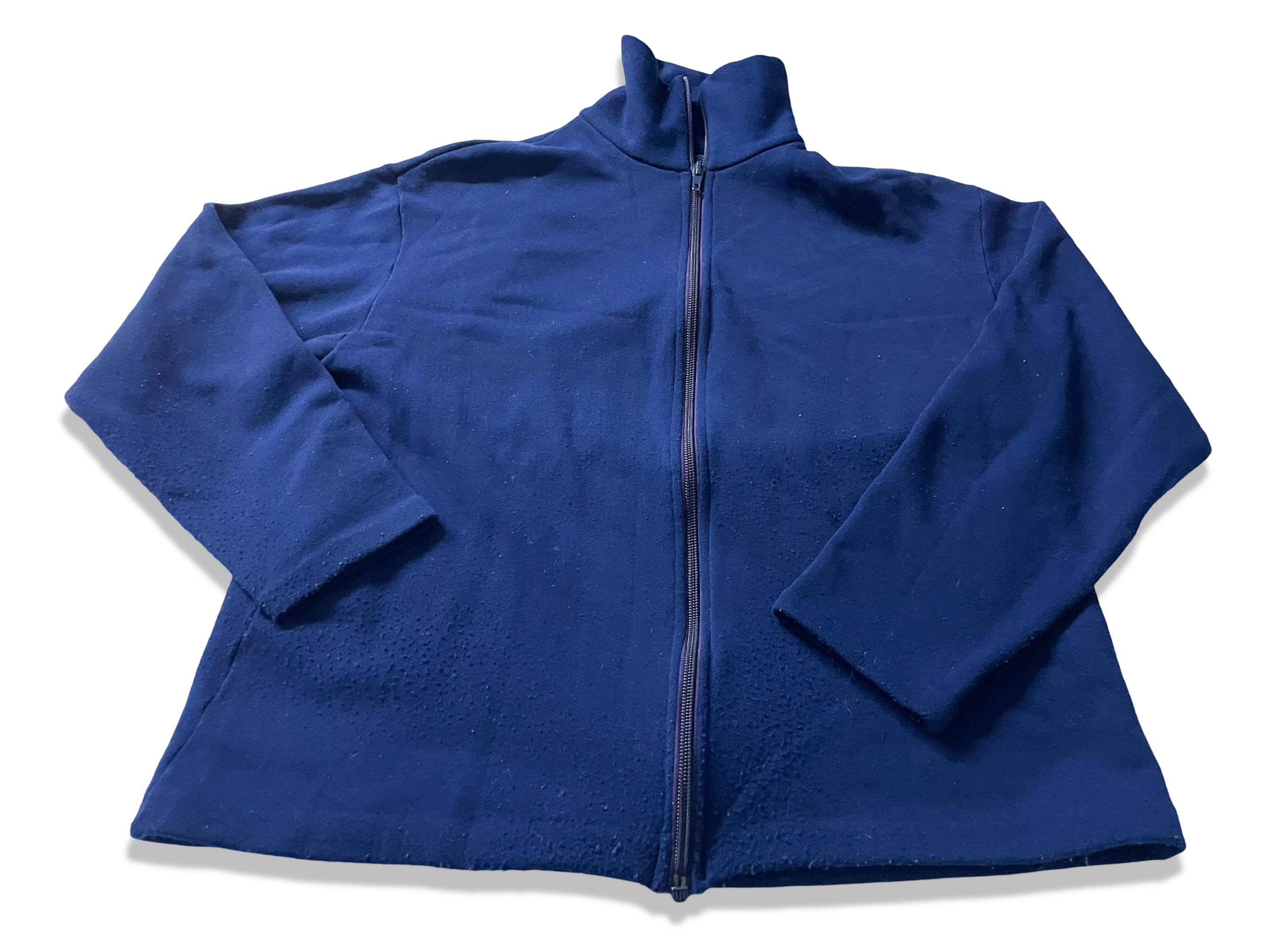 Vintage women's blue fleece full zip high neck jacket in S/M|L 22 W 19| SKU 4029