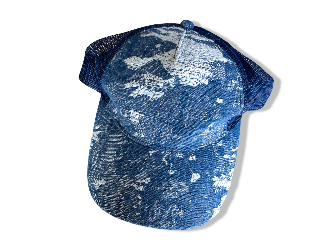 Vintage blue denim camo trucker cap |SKU 4345