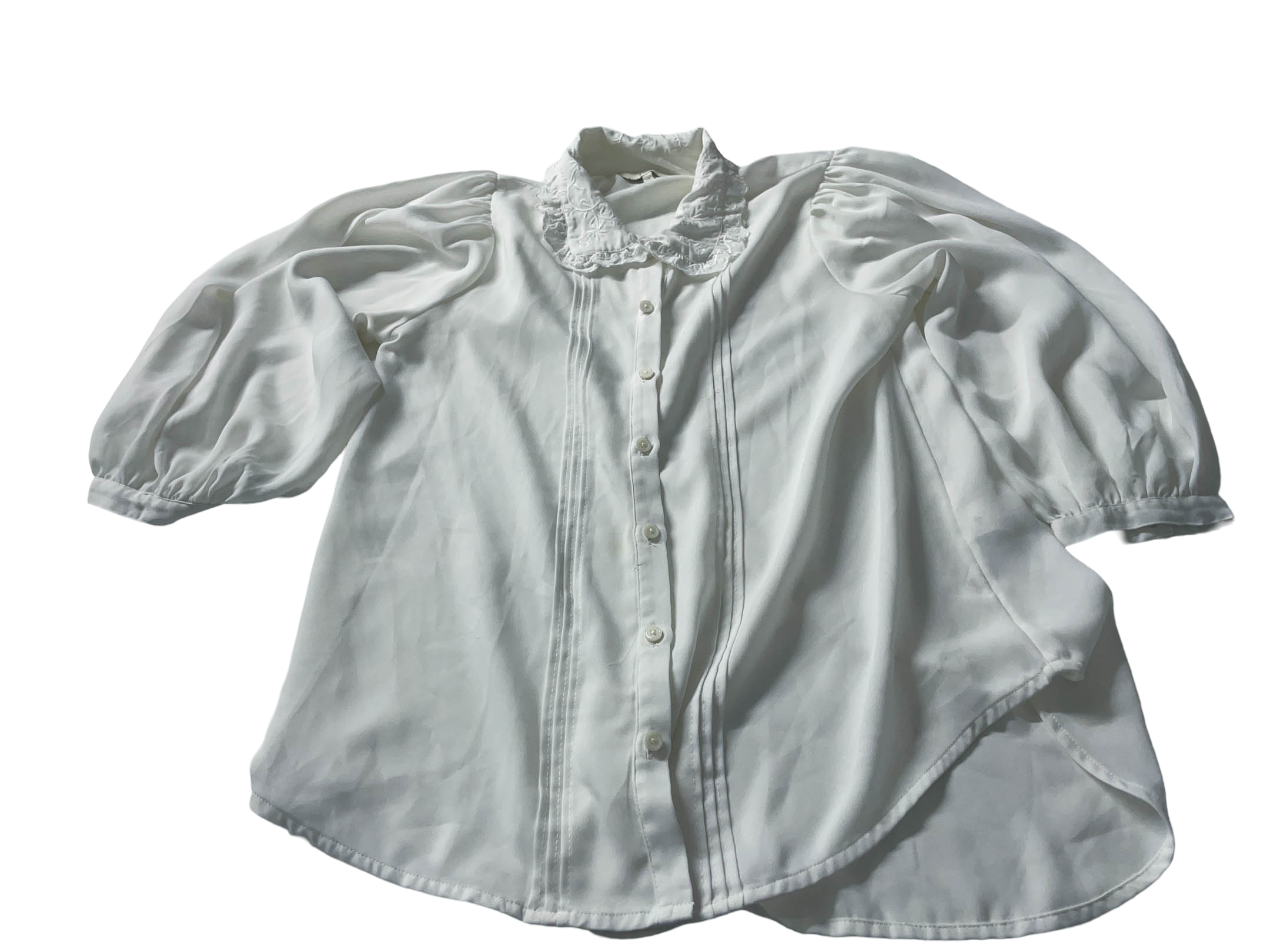 Vintage women's Next white off shoulder long sleeve shirt size 12|L27 W19| SKU 4034