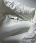 Vintage women's Next white off shoulder long sleeve shirt size 12|L27 W19| SKU 4034