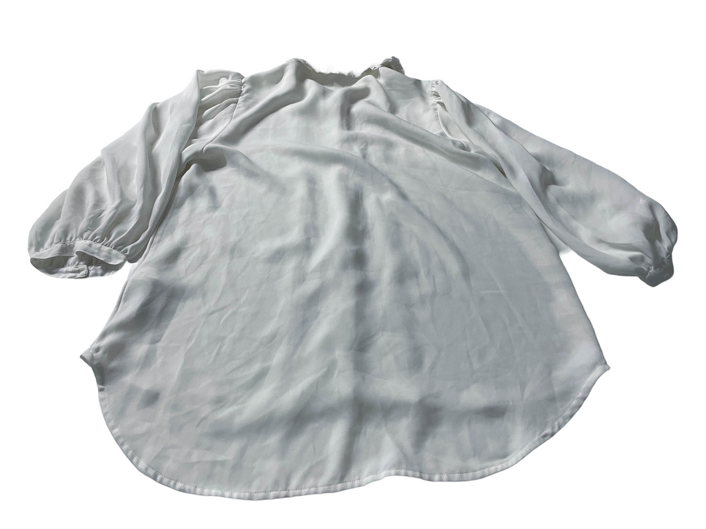Vintage women's Next white off shoulder long sleeve shirt size 12|L27 W19| SKU 4034