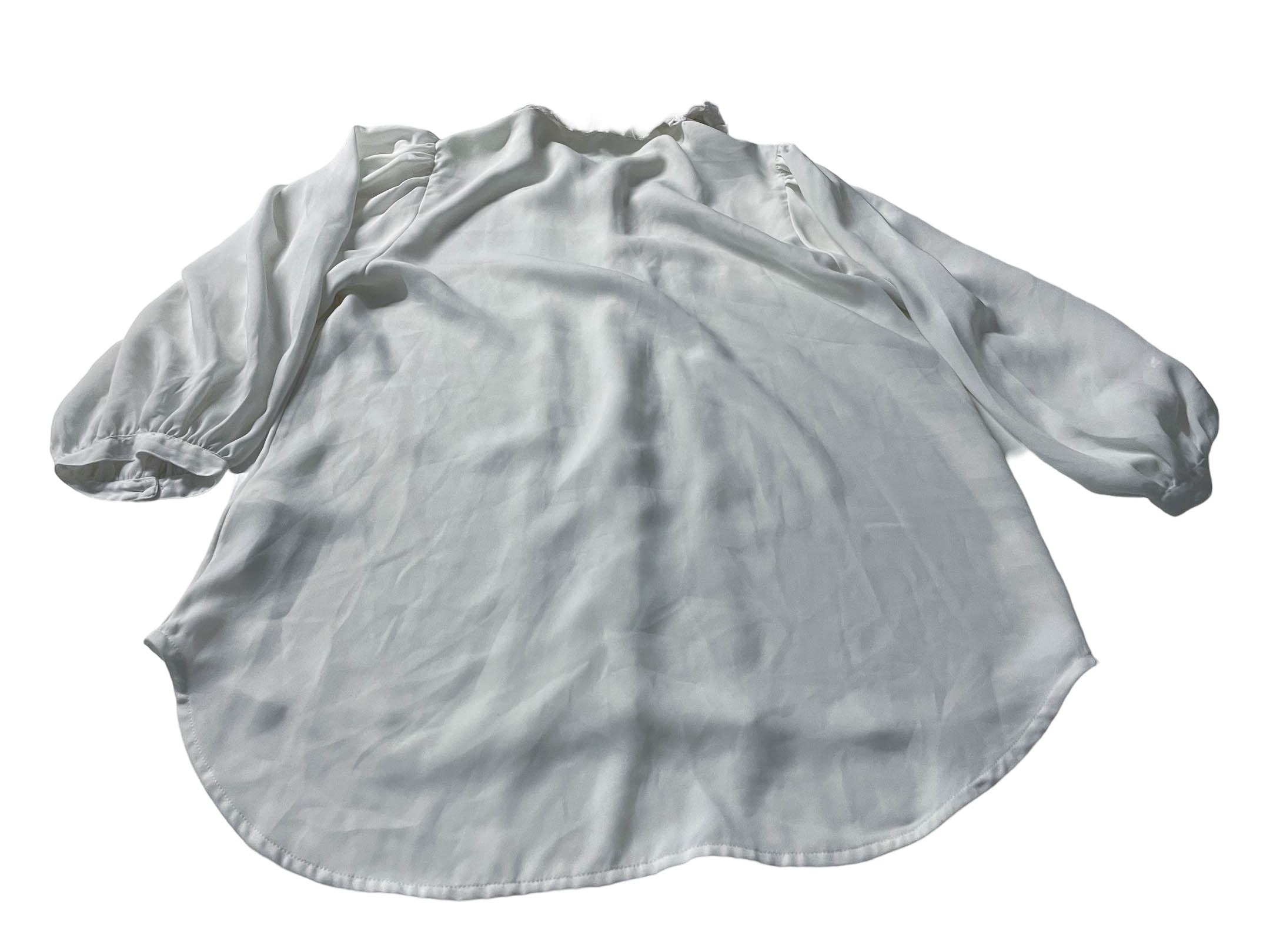 Vintage women's Next white off shoulder long sleeve shirt size 12|L27 W19| SKU 4034