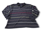 Vintage Men's black multi stripe long sleeve cotton polo in S|L 26 W19| SKU 4146